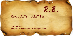 Radván Béla névjegykártya